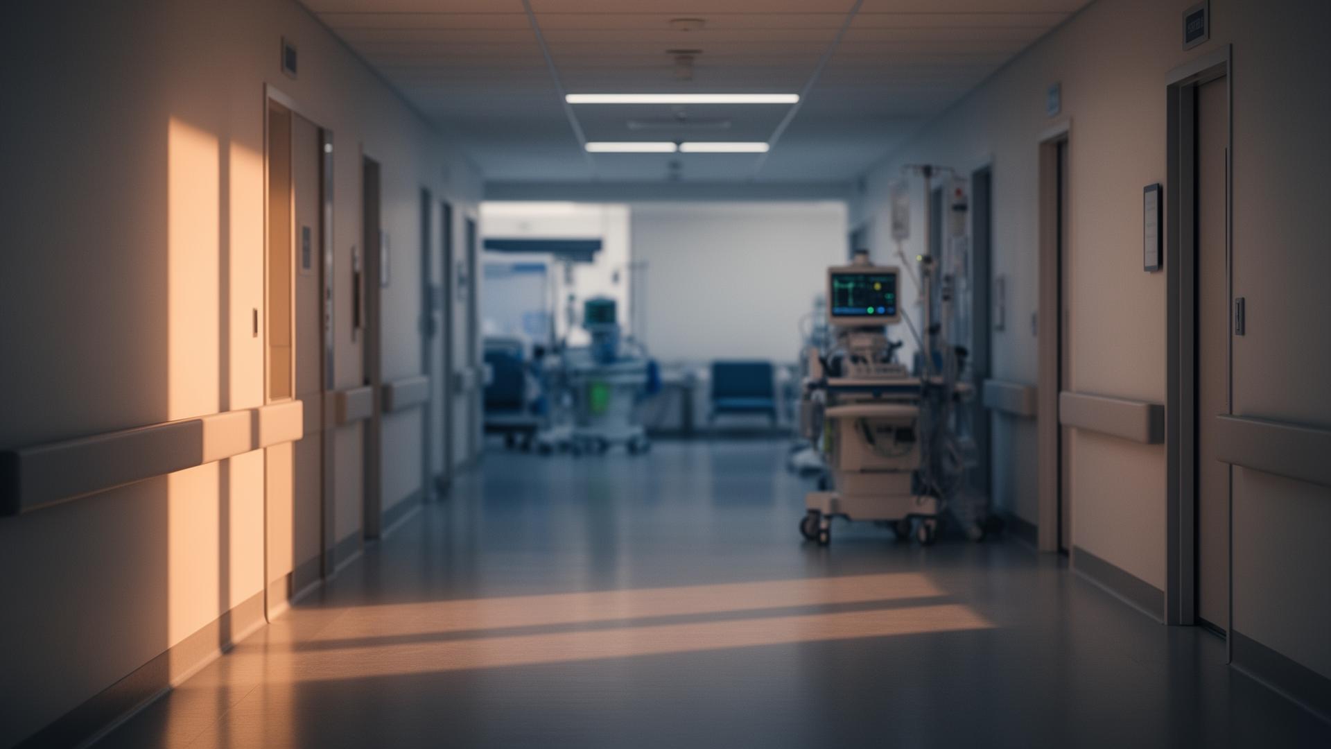 Emergency department corridor at dawn